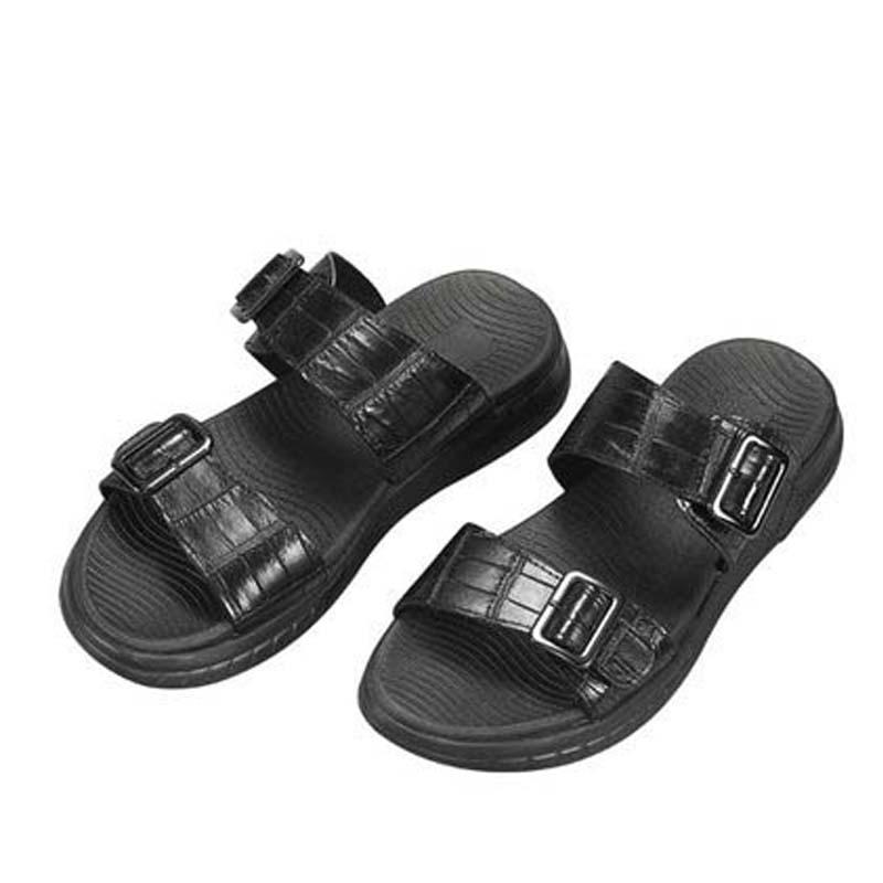 

Sandals Duanshe Leisure Crocodile Men Comfortable Slippers Rubber Soles Beach Shoes Daily Wear Outside, Black