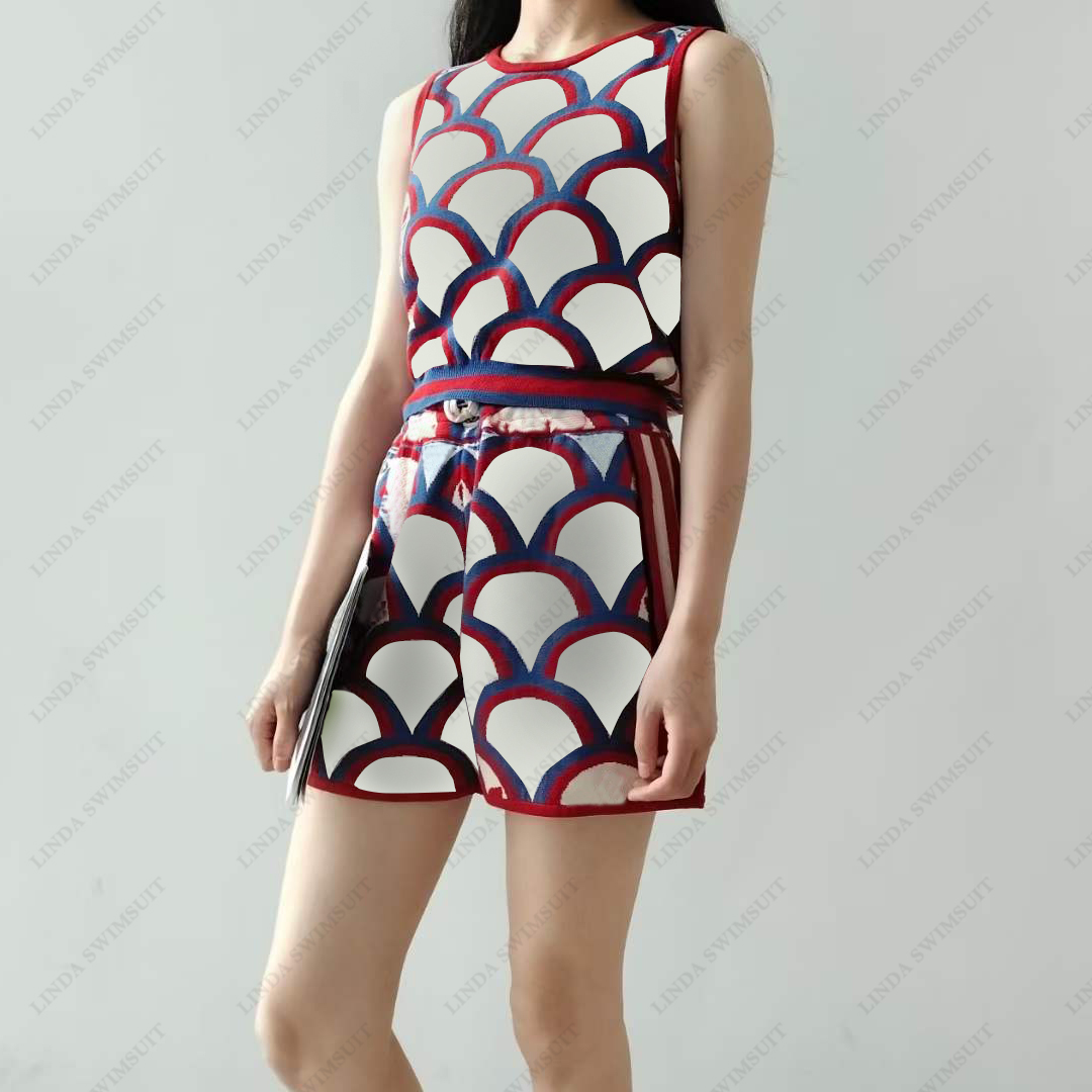 

Womens Two Piece pants sets Full Letters relief Knitted vest T-shirt and shorts luxury Designer Short tee tracksuits fashion street show two-piece clothes L FF, Pink