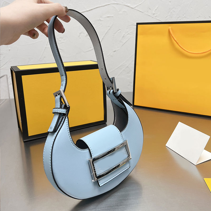 

Cookie Half Moon Bag Mini Flap Handbag Clutch Bags Coin Purse Plain Shoulder Bag Genuine Leather Wallets Sign Hasp Hardware Adjustable Strap High-Quality Ribbons, Just a box