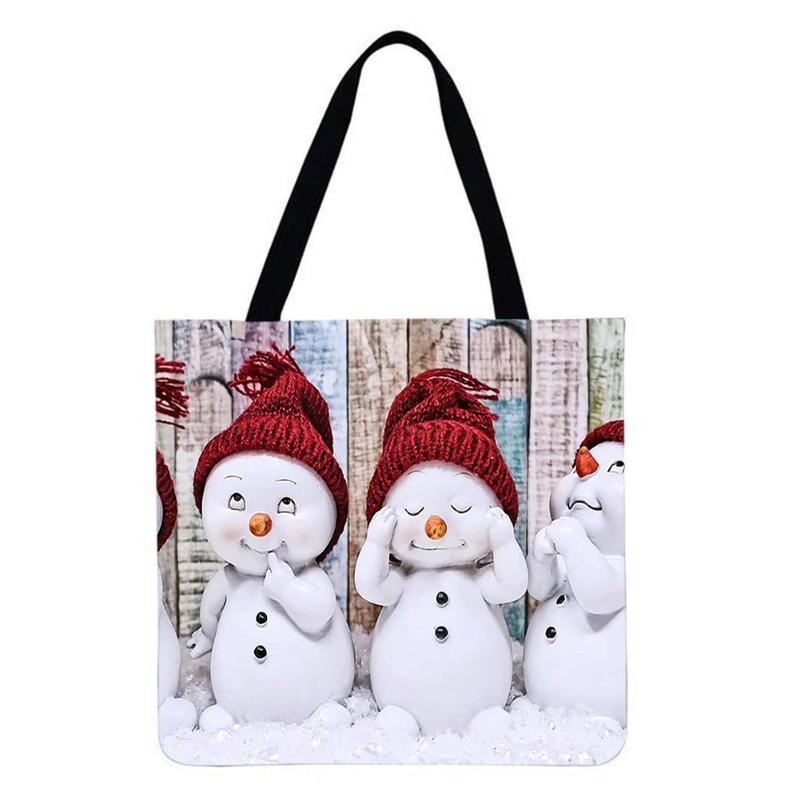 

Shopping Bags Christmas Snowman Print Bag Sun Flower Large Capacity Tote Eco Friendly Linen Reusable Travel Hand BagShopping