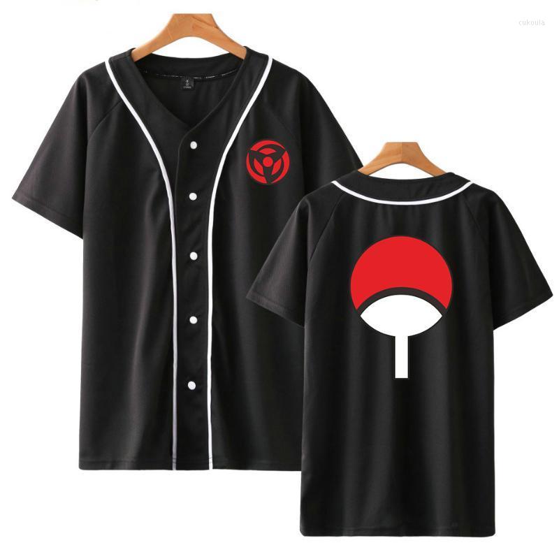 

Men's T-Shirts Arrival Anime Baseball Shirt Street Style Uchiha Clan Badge Print Short Sleeve Jacket High Quality Hip Hop Streetwear TopsMen, Black 1