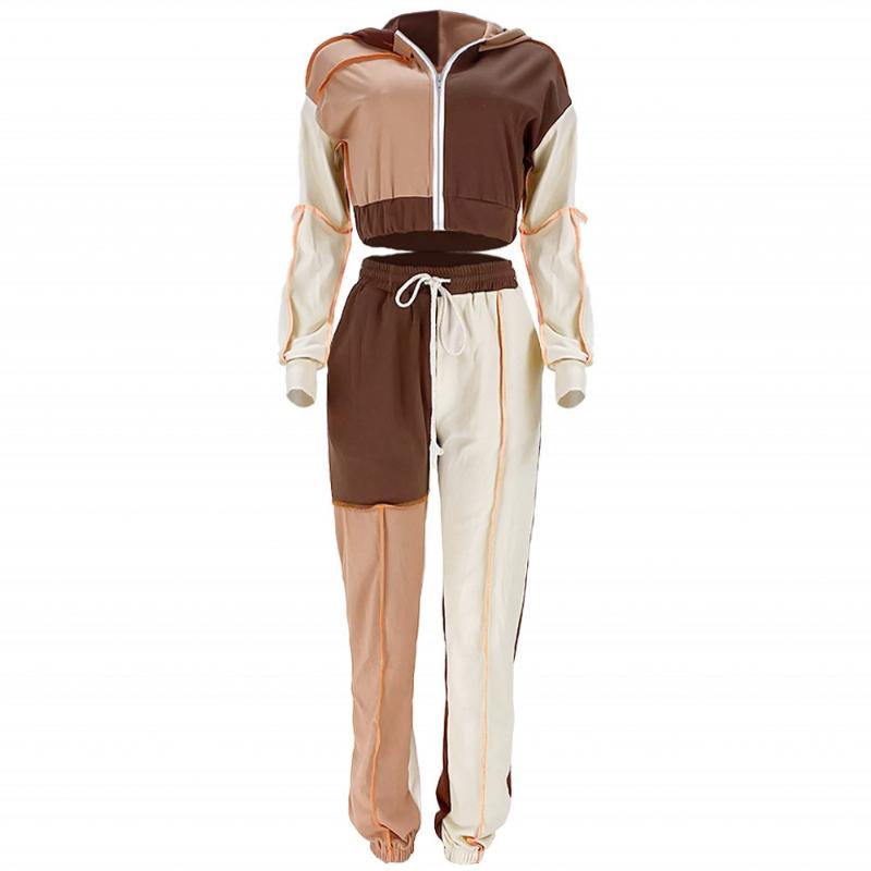 

Women' Two Piece Pants Matching Set Casual Women Hooded Crop Top And Siut Sets Loose Sportsuit Winter Colthes Outfit Contrast Color, Black
