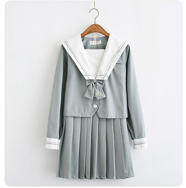 

Clothing Sets Gray-green Japanese School Uniform Skirt Jk Class Uniforms Sailor Suit College Wind Female Students UniformsClothing, Long sleeve suit