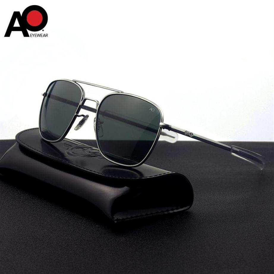 

American Optical Sunglasses Men Pilot Aviation Sunglasses Anti-drop Explosion-proof Tempered Glass Sun Glasses Boutique AO55-57278T
