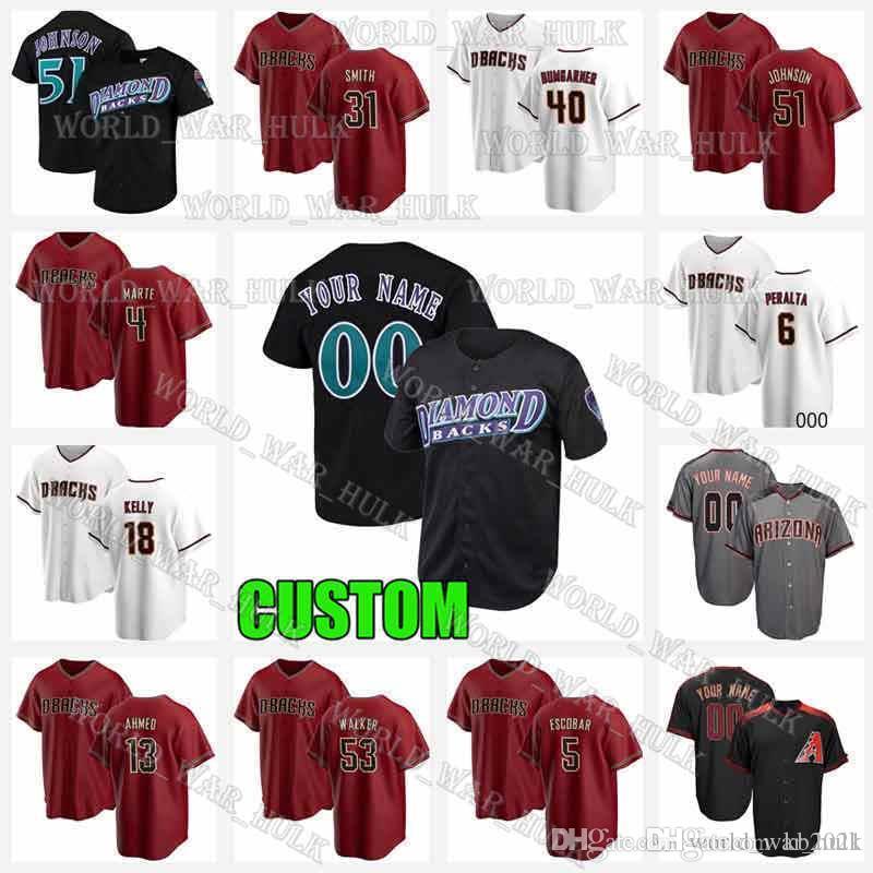 Diamondbacks Jersey Custom Arizona 51 Randy Johnson Madison Bumgarner 32 Chris Devenski Starling Marte Ketel Eduardo Retro Escobar Mesh