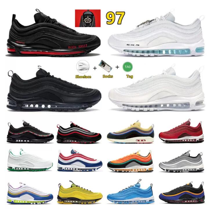 

2022 new classic 97 mens running shoes triple black white sliver bullet metalic gold 97s undefeated men women trainer outdoor air sports sneaker size 36-45, Please contact us