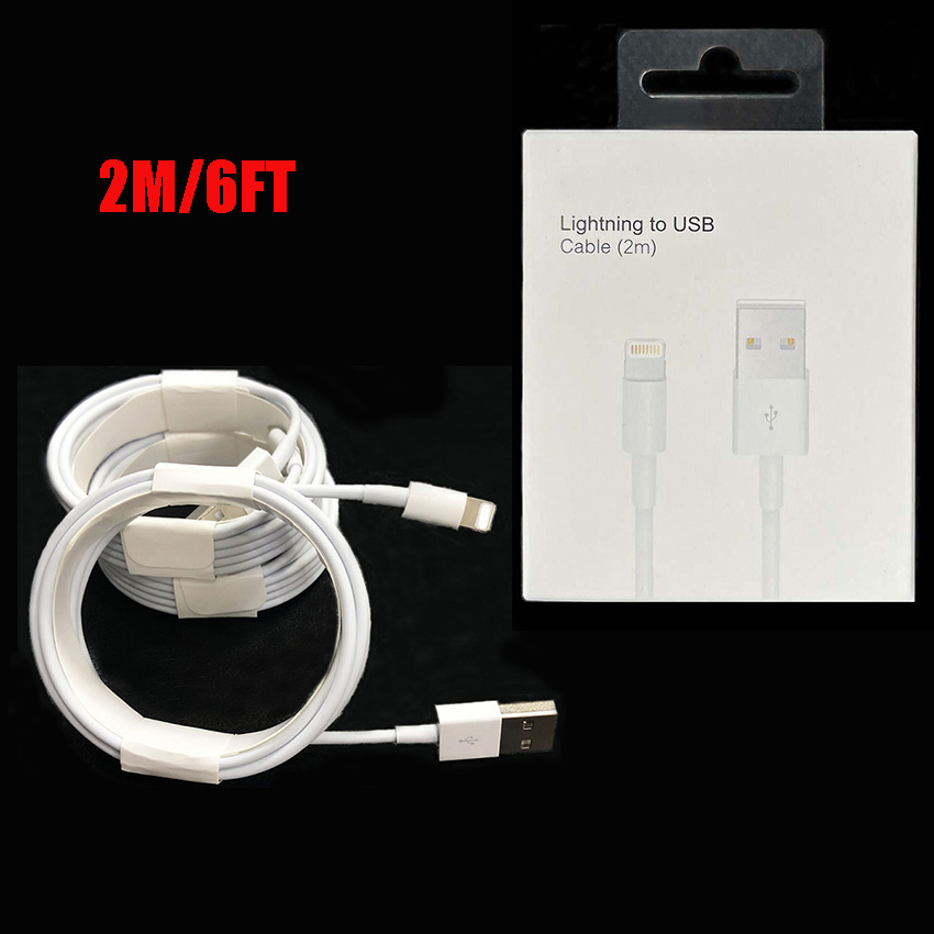 

Top Quality 2m 6FT USB Lightning Cables Fast Charging Cords Quick iPhone Charger Cord iPhone Cable for iPhone 7 8 X 11 12 13 Pro Max Plus Smart Phones with Retail Box, White