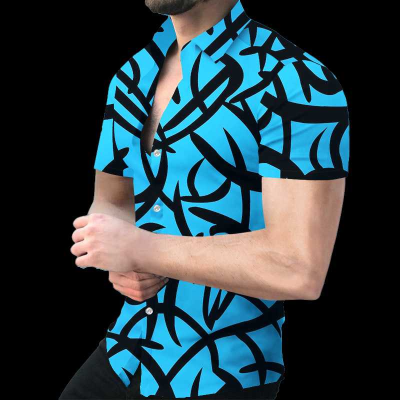 

Men's Casual Shirts Geometric Print Men's Shirt Hawaiian Beachwear Summer Thin Section Quick-drying Short-sleeved -3XLMen's, Picture color6