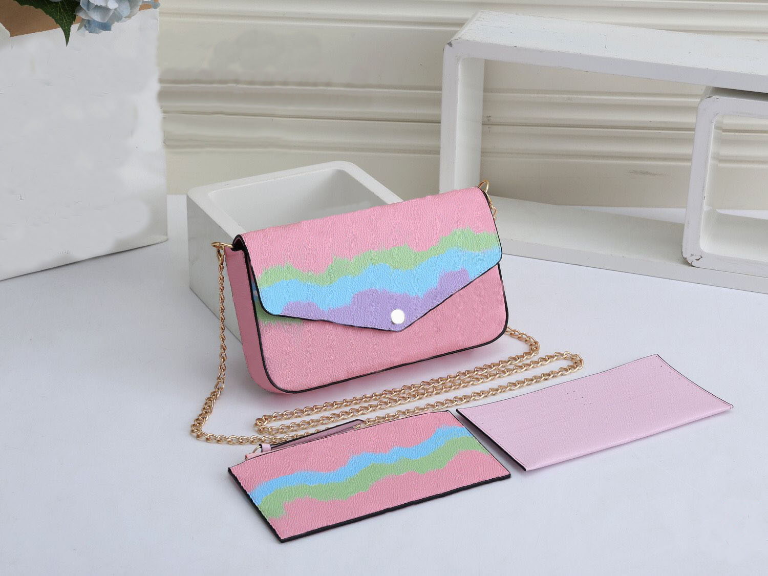 

3pcs set Women Classic Luxury designer handbag Pochette Felicie Bag Handbags Shoulder handbag Clutch Tote Messenger Shopping Purse, Extra freight