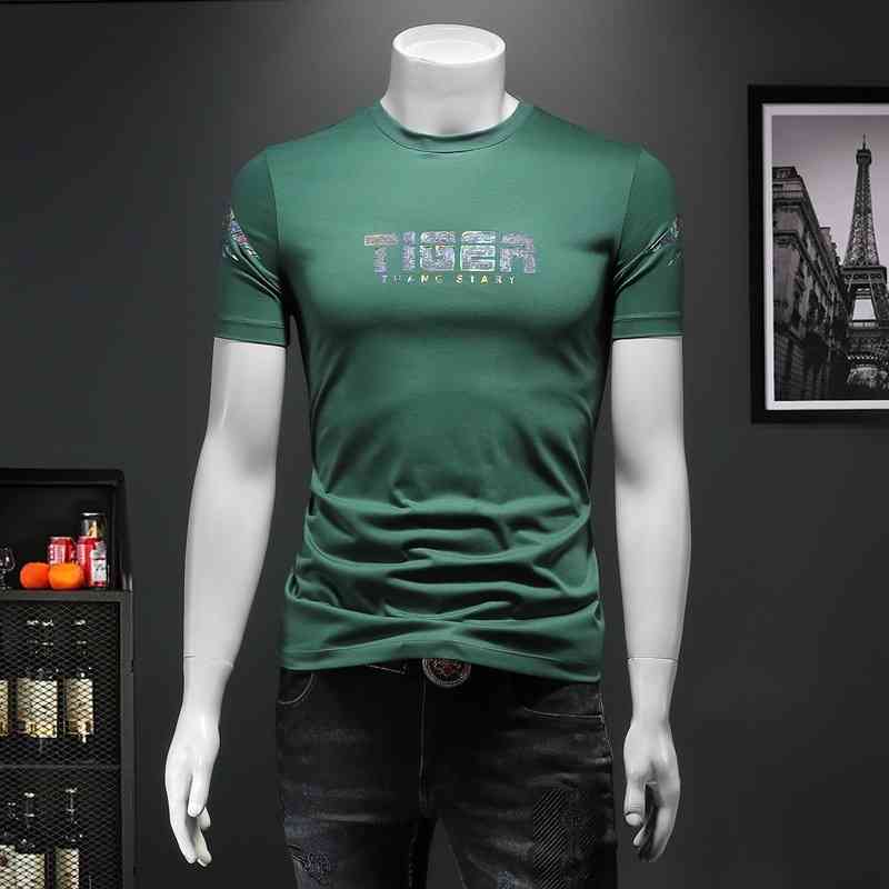 

Men's Fashion Personality Trend New Short-sleeved Brand Wholesale Round Neck Heavy Industry Color Printing Hot Cotton 2022 Summer Short Sleeve Casual T-shirt, White