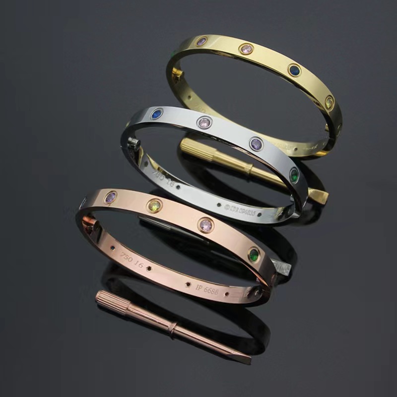 

Brand New Color 10 Diamond Cuff Love Bracelet Classic Screwdriver Designer Bracelets For Men & Women Premium Stainless Steel Couple Bracelet Jewelry