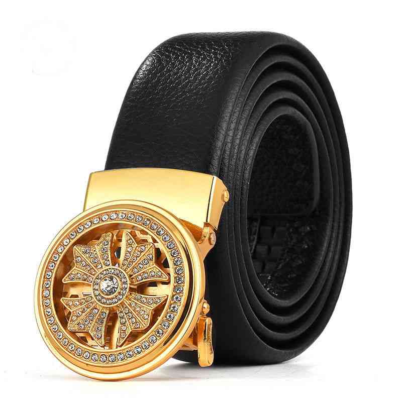 Designer Fashion Leather Belt Mens Automatic Buckle Young and Middle-aged Transfer Trouser Business New Leather Belt