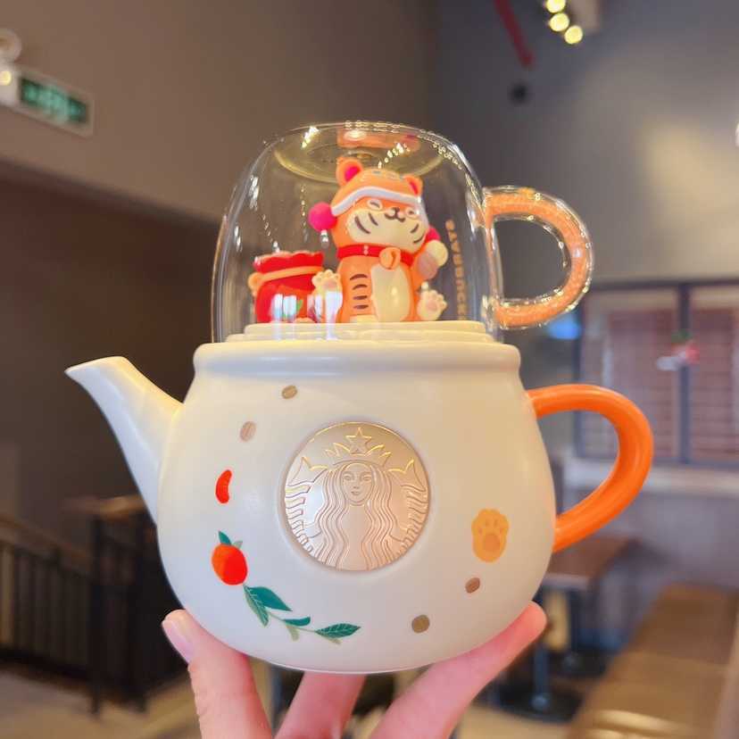 Starbucks 2022 Lunar New Year of the Tiger Limited Recruitment cute fortune cute tiger household gift Teapot Set Cup-image-759537447