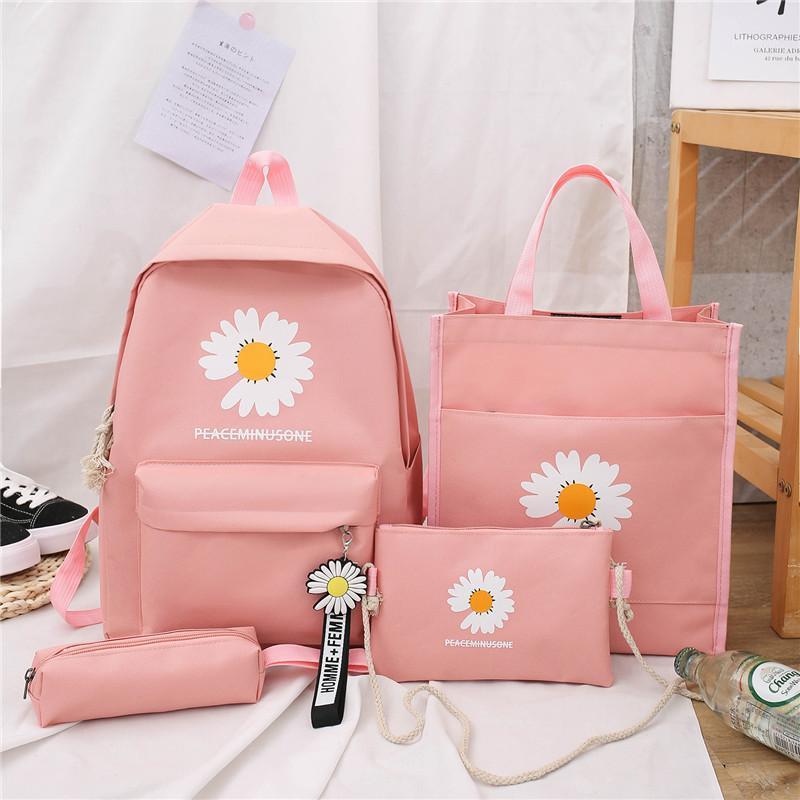 

Backpack Little Daisy Canvas School Bag Women's Korean-style 2022 Style Trendy Junior High Campus Men's Primary S, Black