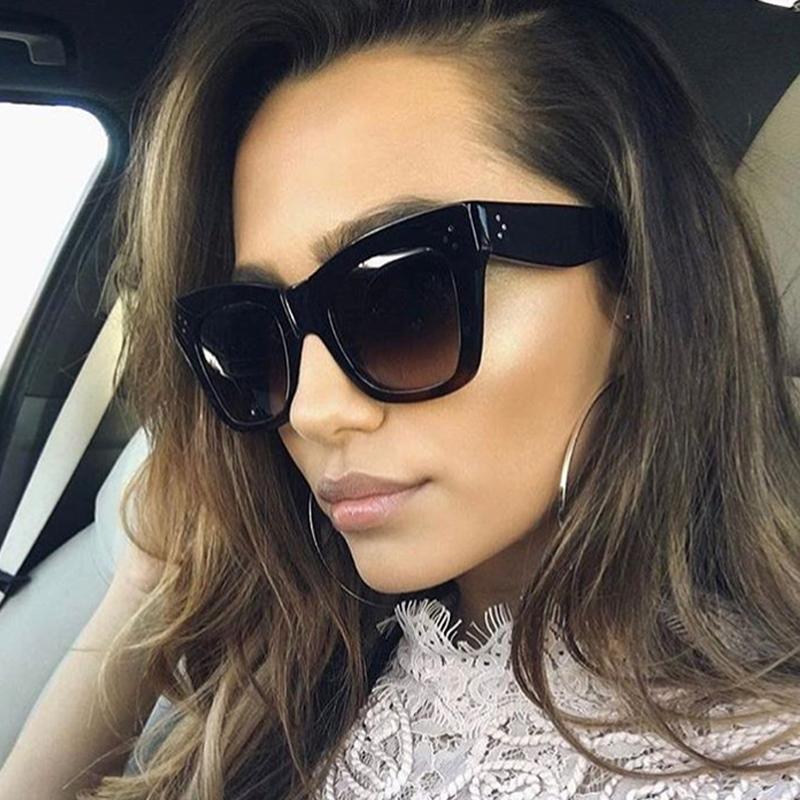 

Sunglasses Fashion Square Women Cat Eye Big Black Sun Glasses Mirror Shades Lunette Femme Oculos 1033SunglassesSunglasses