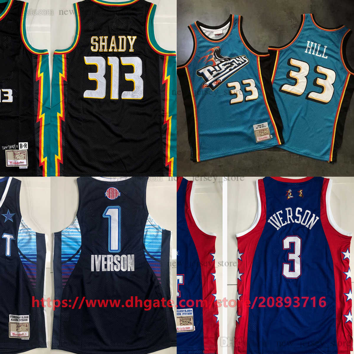 

Mitchell and Ness Authentic Embroidery Basketball 313EminemJerseys Jerseys Retro Digital Print 1998-99 #33 GrantHill Jersey 2009all-star 1 AllenIverson
