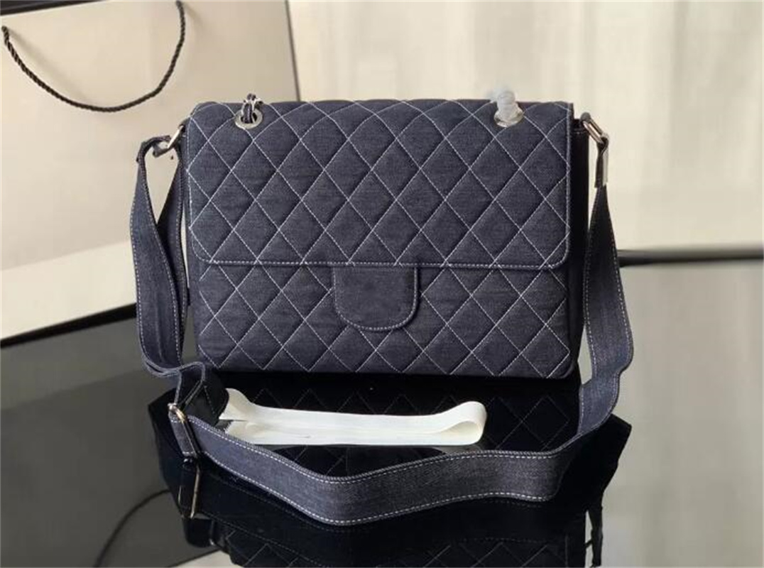 

SW Denim Dark Blue Jumbo Maxi Vintage Bags Classic Flap Matelasse Chain Crossbody Shoulder Luxury Designer Adjustable Shoulder Strap Messenger Handbag Totes 36CM, Extra freight