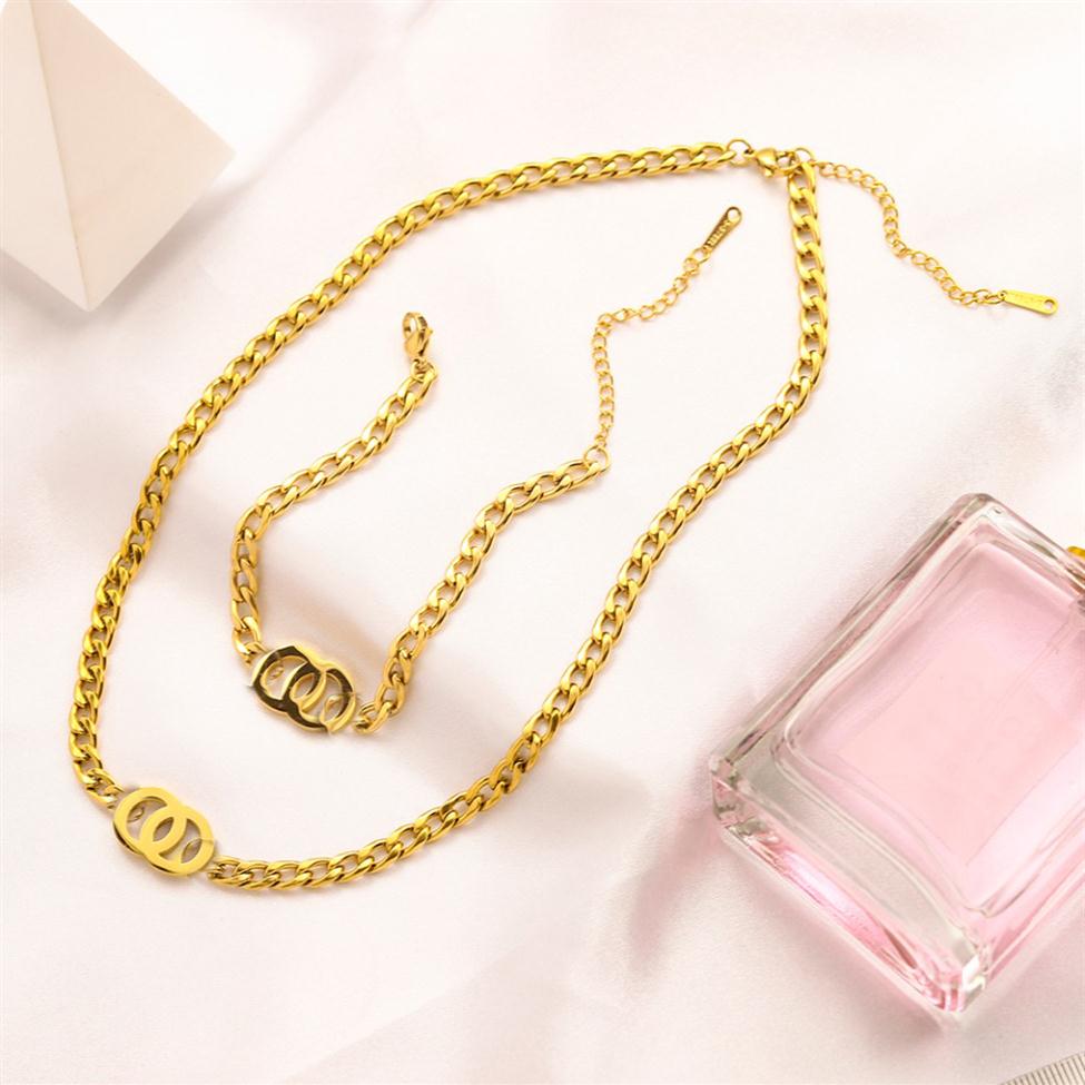 Ne jamais déchaîner les pendentifs de créateurs de marque de luxe en or 14 carats colliers en acier inoxydable à double lettre de cou collier pen