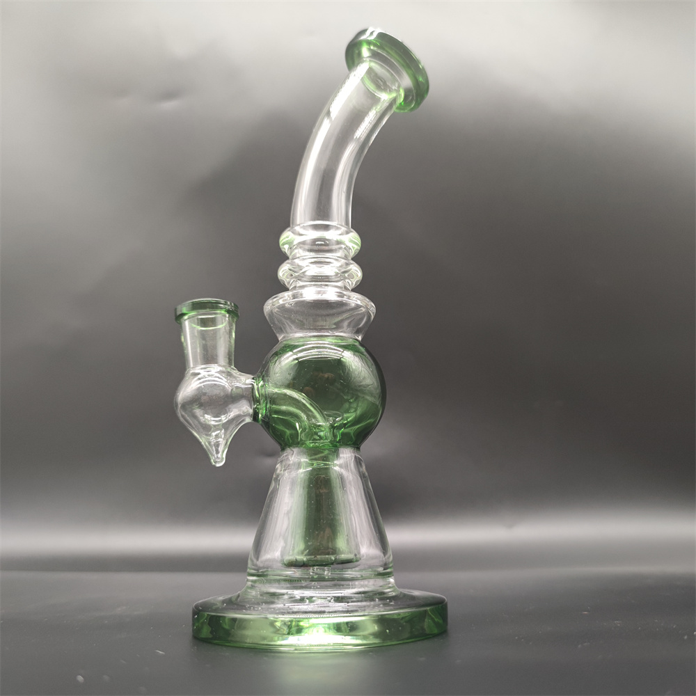 

8inc Green Tobacco Pipes Thick Glass Water Bongs Smoking Wax Water Pipe Hookahs Accessories With 14mm Bowl