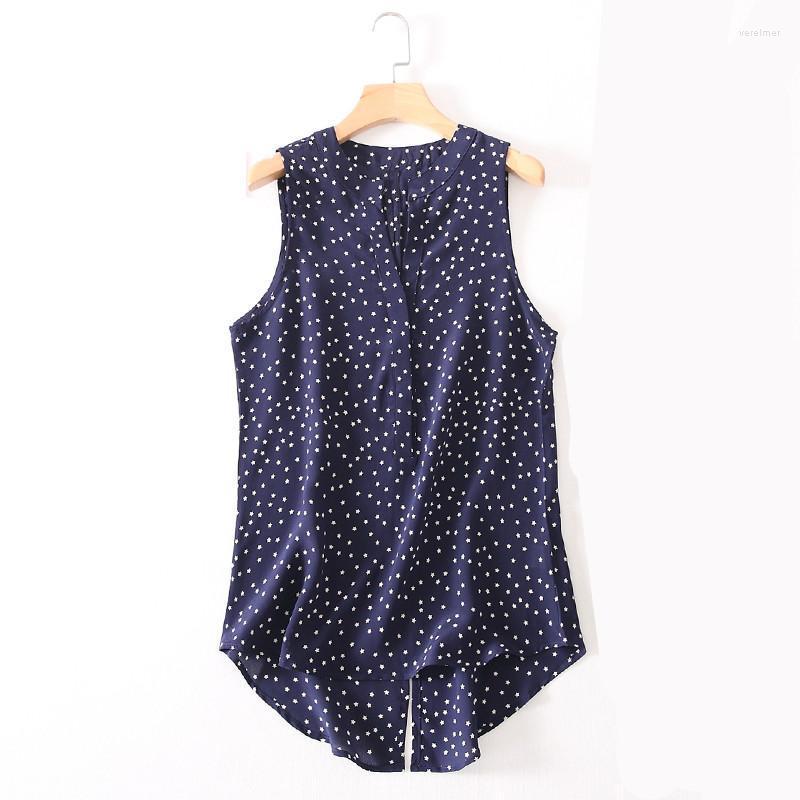 

Women's Blouses & Shirts Woman Summer Natural Silk Blouse Sleeveless V Neck Office Wear Real Dots Casual Shirt For WomenWomen's Vere22, As pic