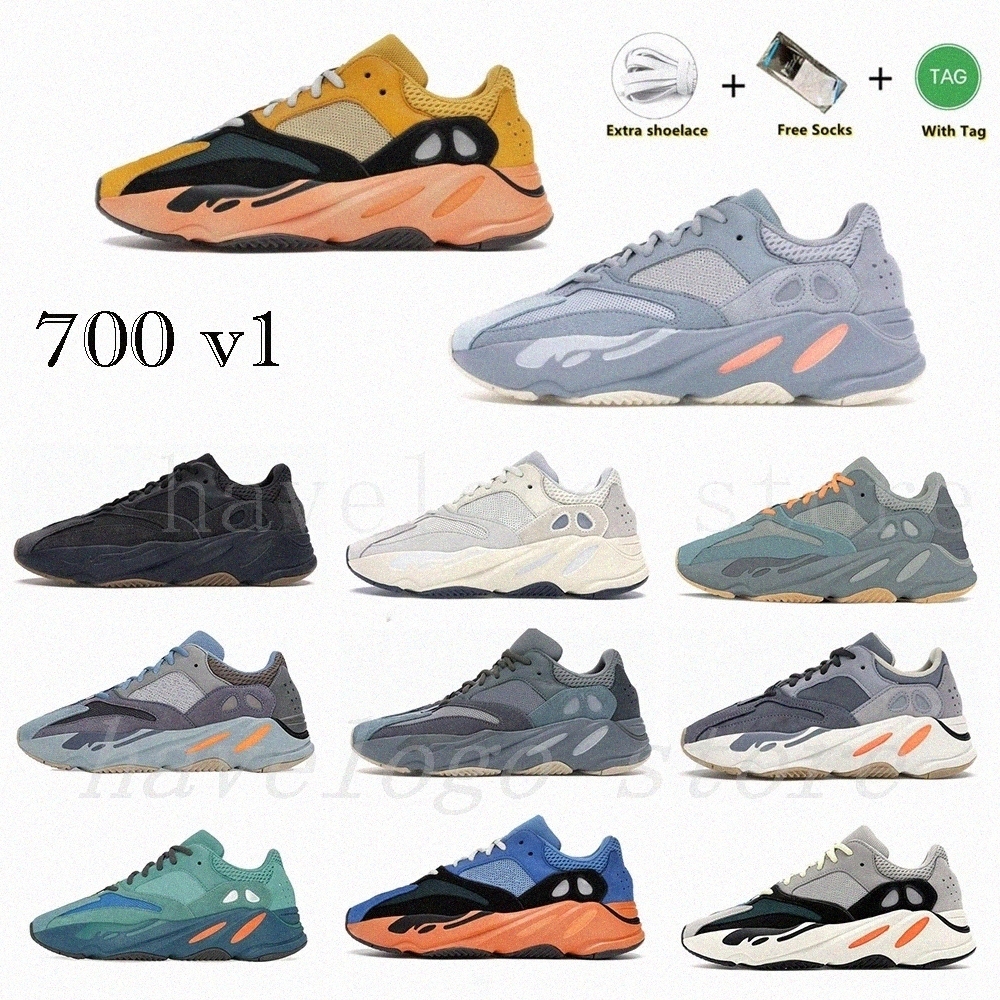 2022 Running casual Shoes 700 V1 mens womens Design Original Utility black analog Blue men women sports shoes foam runners