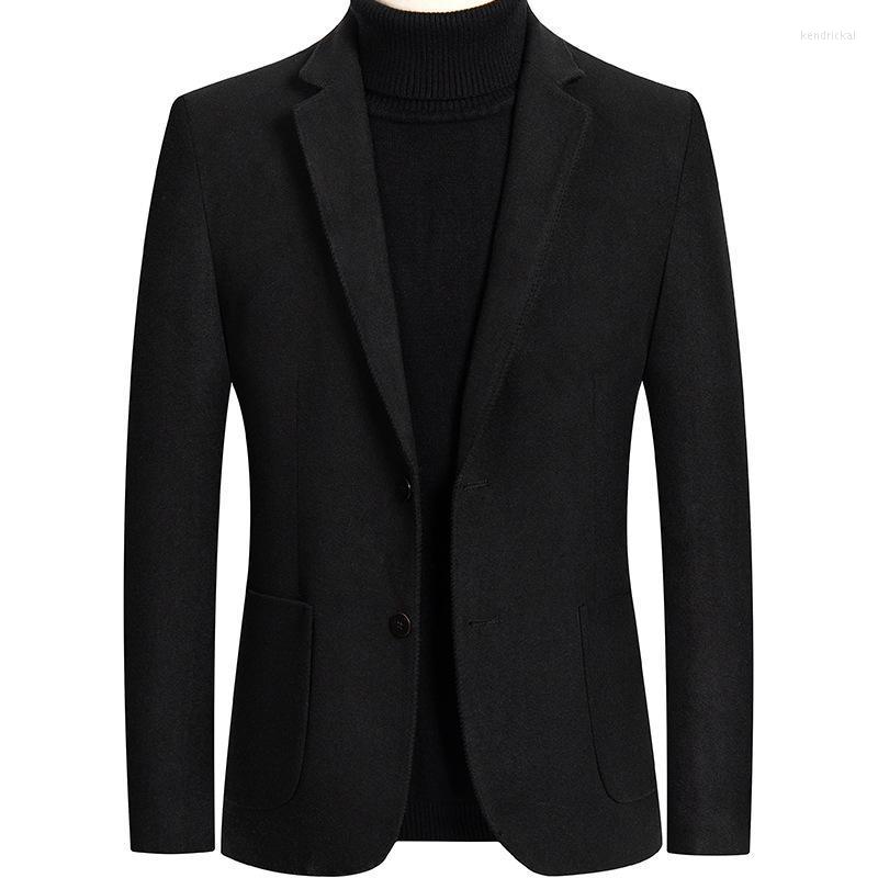 

Men's Wool & Blends PARKLEES 2022 Autumn Trench Coat Men Warm Windproof Solid Slim Jackets Woolen Vintage Office Wedding Blazer Overcoat Ken, Black