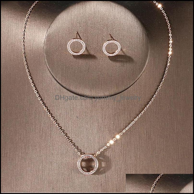 

Wedding Jewelry Sets Circle Of Sparkle Cubic Zirconia Stud Earrings Pendant Necklace Set For Women Bridal Dress Drop Delivery 2021 Mnkyf