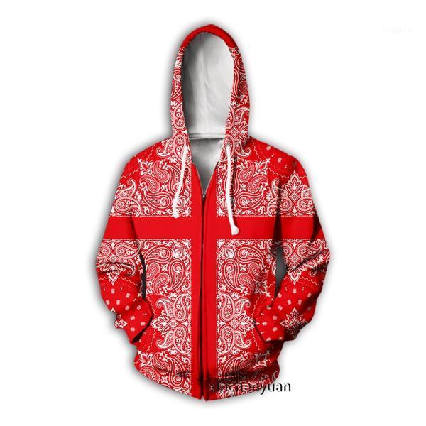 Men's Hoodies & Sweatshirts Blood Gang Bandana 3D Print Causal Clothing Fashion Men Women Zipper Plus Size S-7XL Harajuku Man
