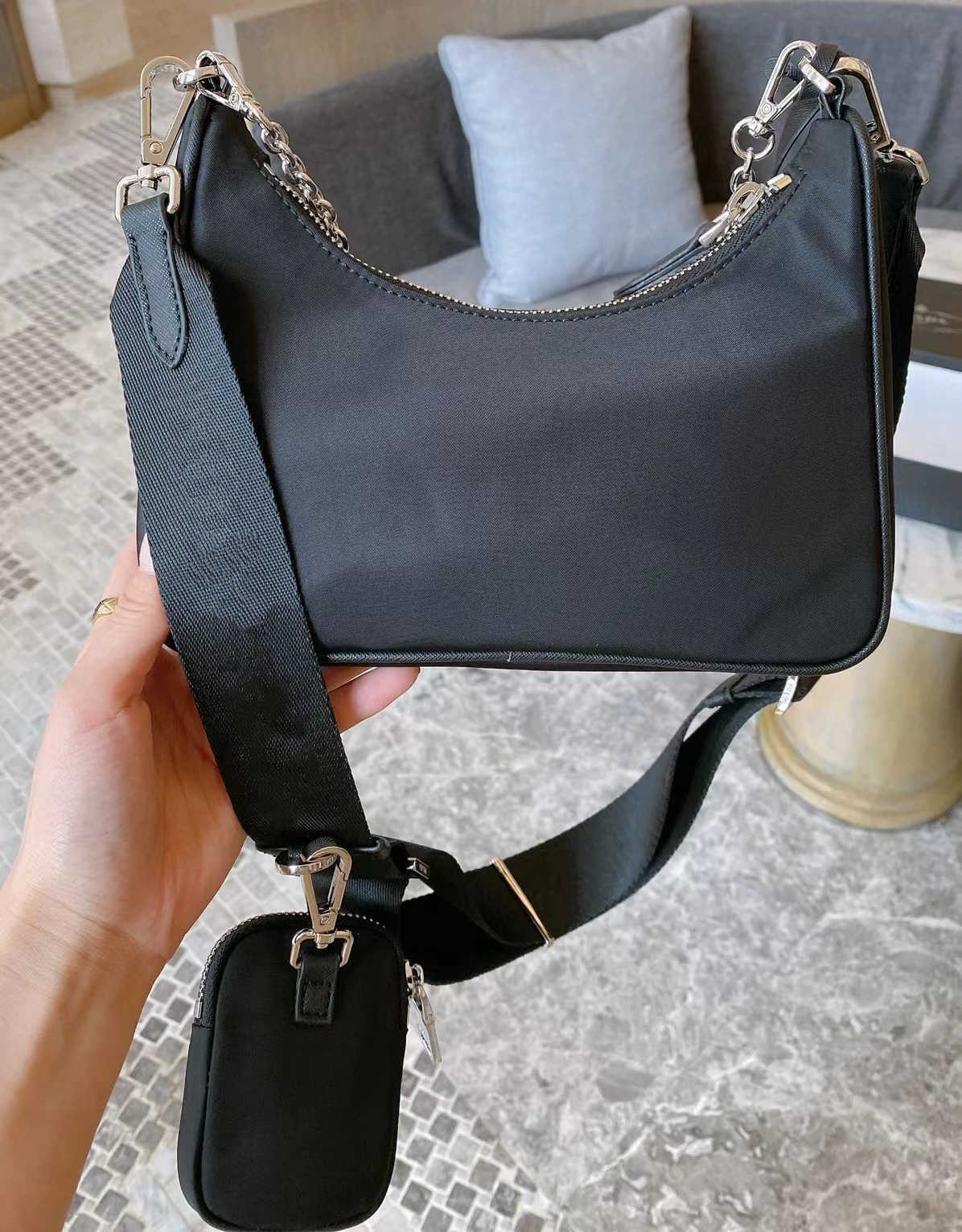 

Bag Wallets Nylon Designer Women 2005 Luxurys Designers Bagsdesigner handbags Multi Pochette Shoulder Plain Black Fashions mini bags Bucket1, Pink