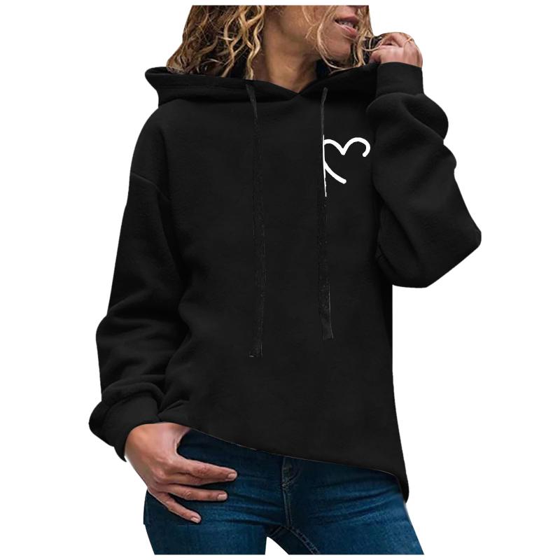 

Women's Hoodies & Sweatshirts Women's Fashion Casual Heart Print Hooded Sweatshirt Loose Sports Tops Pullover Sudaderas Streetwear Winte, Yellow