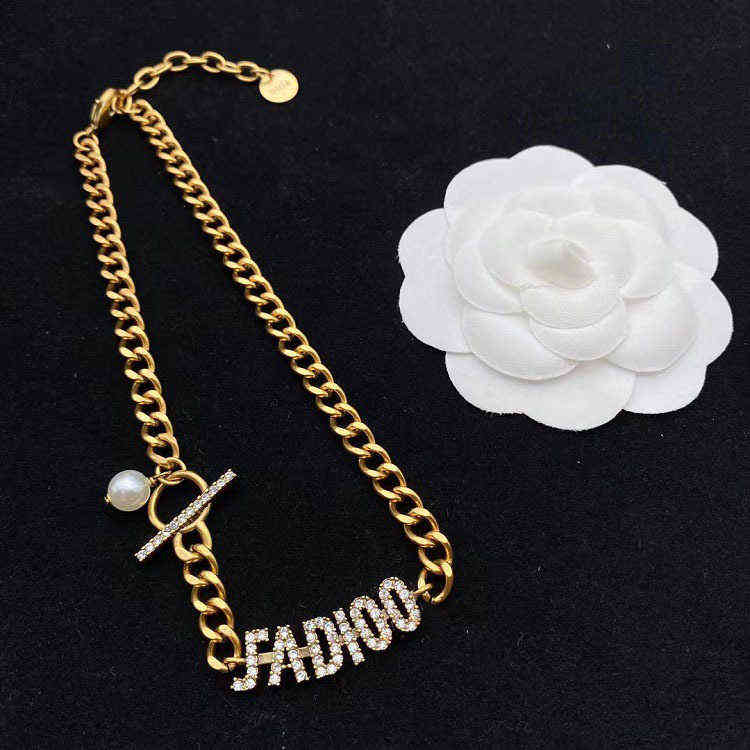 Fine diamond inlaid pearl necklace old fashion trend personalized feminine Necklace-image-782753172
