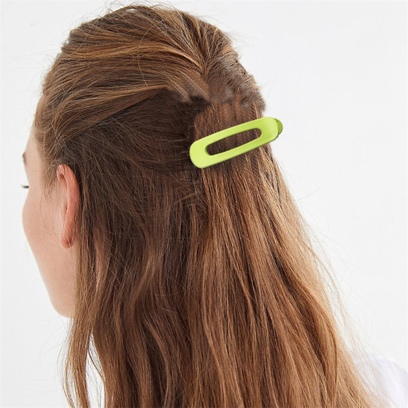 

Yamog Women Large Green Series Ellipse Side Hair Clip Barrettes Hollow Out Plastic Yellow Ponytail Duck Clips Girl Fresh Color Frosted Edge Bang Hairpins Length 11 CM
