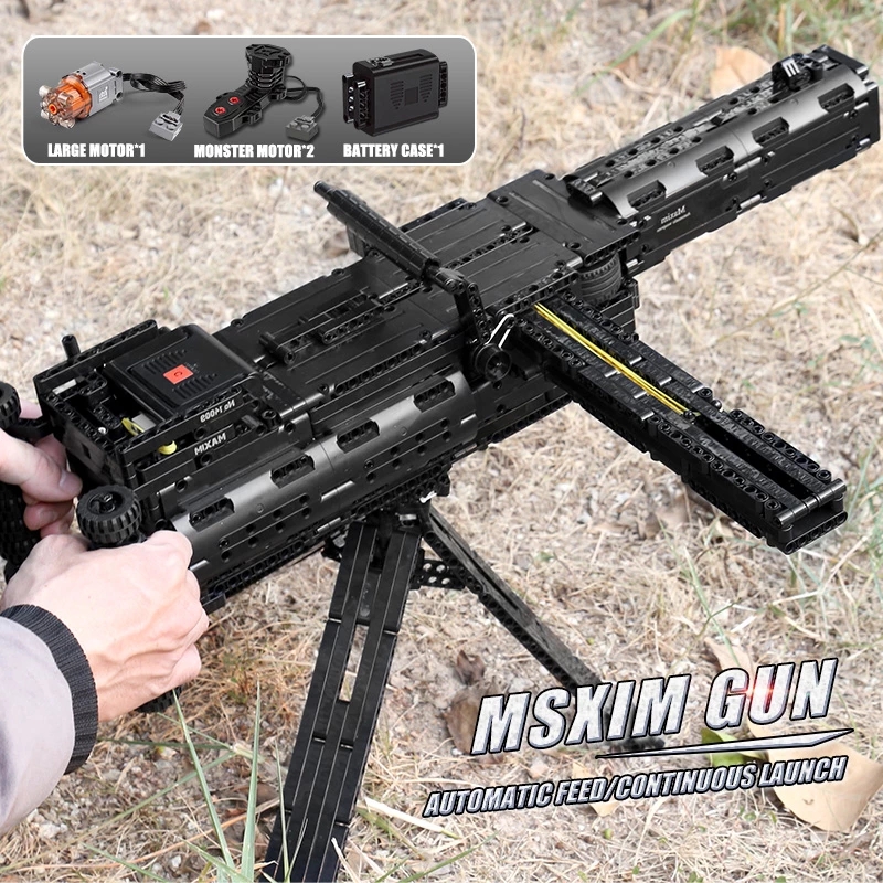 

Legos Blocks MOULD KING 14009 The he Maxim Gun with Motor Assembly High-Tech Submachines Bricks of Building Block Set for Kids Birthday Christmas