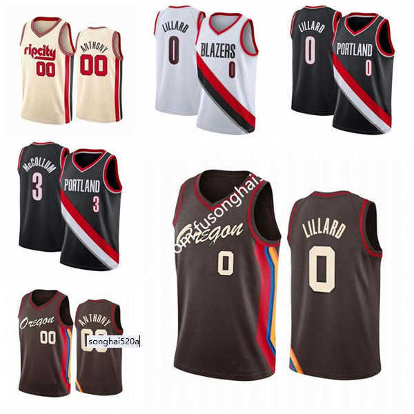 

2021 Men Damian 0 Lillard Jerseys CJ 3 McCollum Clyde Drexler Carmelo Anthony Basketball Edition Earned City Red Black White High Quality''nba''jersey