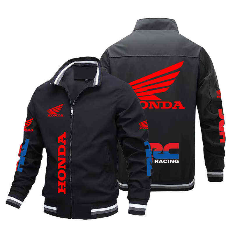 

Autumn New Honda Motorcycle Men's Jacket Print Bomber Fashion Trend Baseball Uniform Women's, Gold without logo