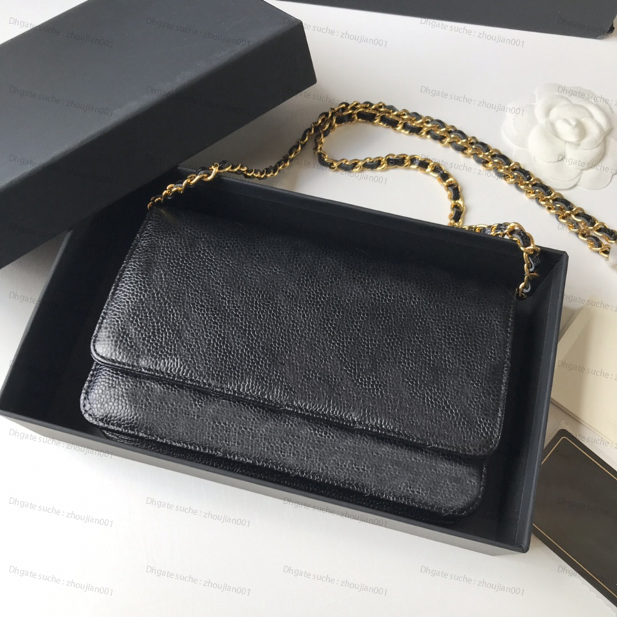 

wholesale 2022 Classic mini size colors womens chain wallets with box designers handbags purses luxurys designers bags crossbody bag women -001, Black lamb skin + gold buckle