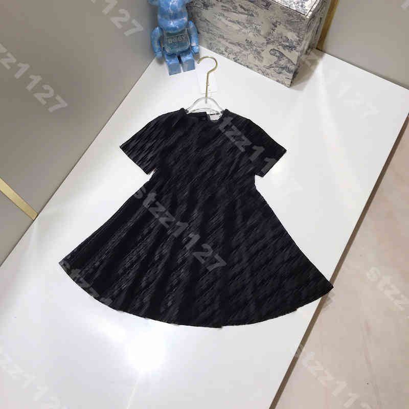 

designer girls velvet dress shirts embossed logo slim fit black dresses fashion baby clothes brands princess pleated skirt logo d..r kids clothing album