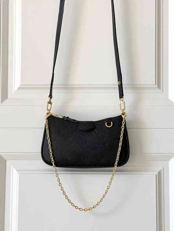 

High Quality Monograms Embossed Easy Pouch On Strap Bag Purse Handbag Women Messenger Handbags Water Ripples Tote Pochette Chain Shoulder, Yellow #881066