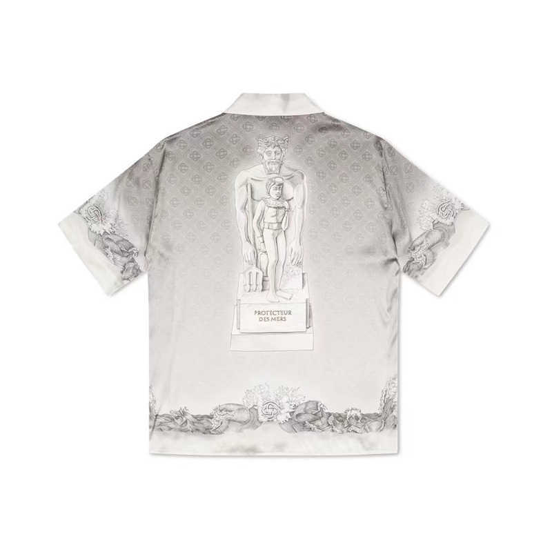 

Casabblannca Guardian plaster statue Shirts Man Women Fashion Summer Beach vacation tee hawaii FZCS018, As pics