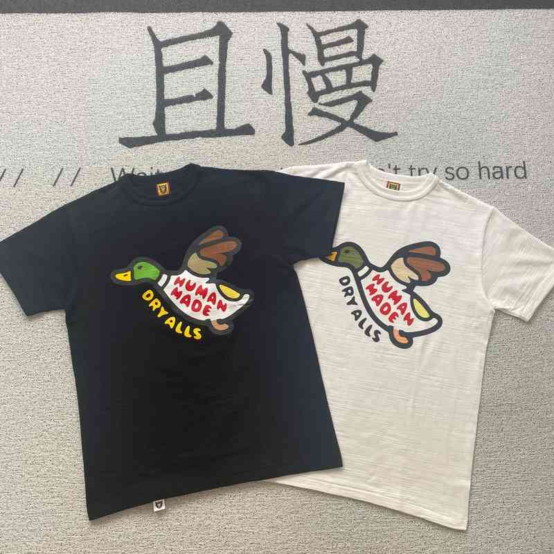 

with Purchase Version Humanmade Big Flying Duck Cylinder Bamboo Cotton Short Sleeve Men' and Women' Loose Couple T-shirt, White