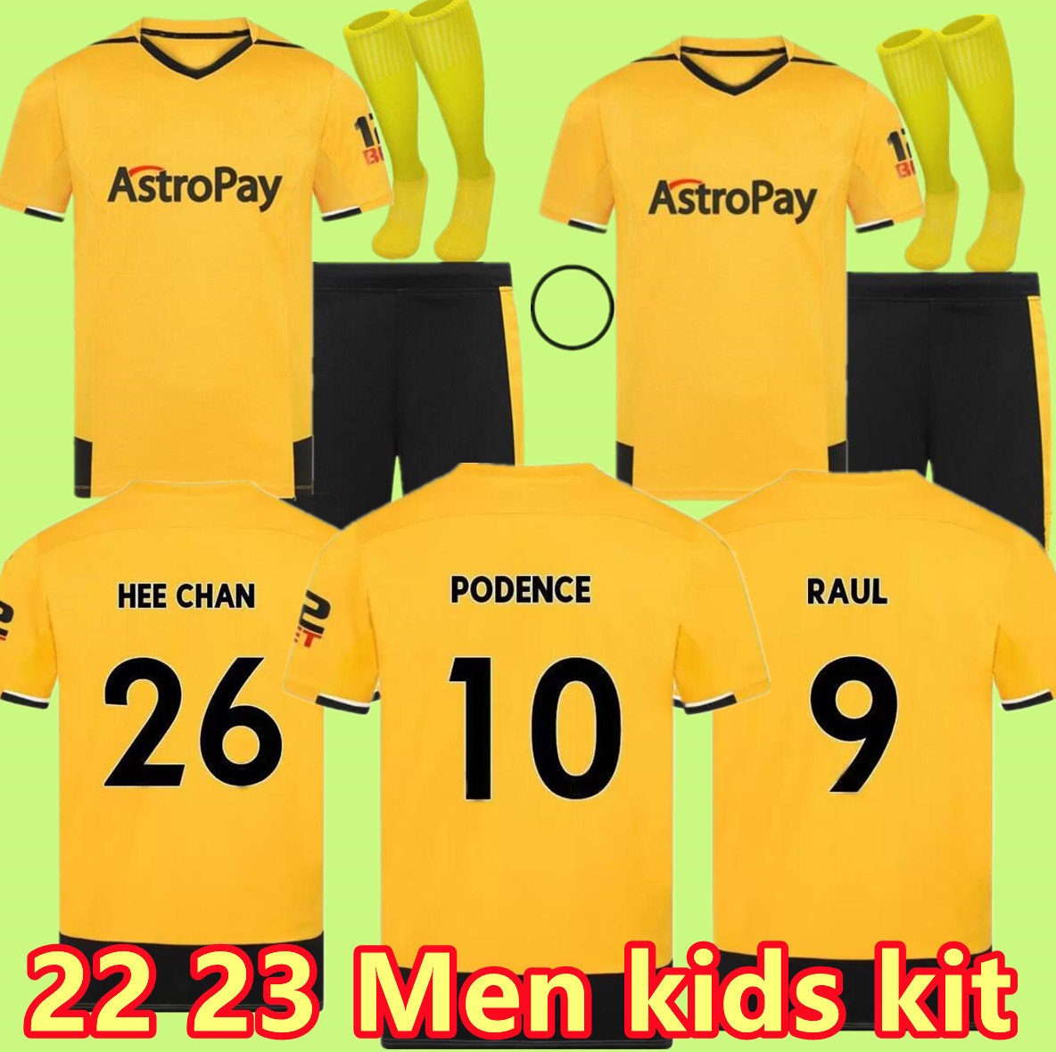 

RAUL Wolves Soccer Jerseys 22 23 SEMEDO NETO NEVES Boly J.OTTO PODENCE FAIO SILVA Football SAISS Shirts 2022 2023 J.MOUTINHO ADAMA tops Men Kids Kits, White