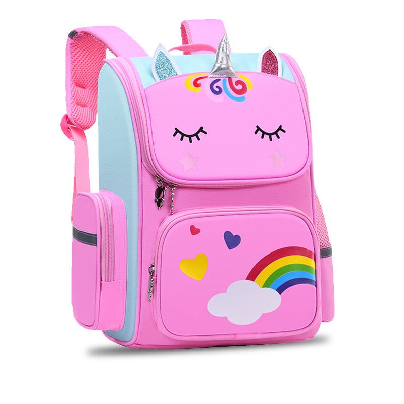 

Primary School Students Backpack 3D Cartoon Children's Schoolbag Kindergarten Bag for Girls Boy Cute Rainbow Mochila Escolar 220805, Small pink