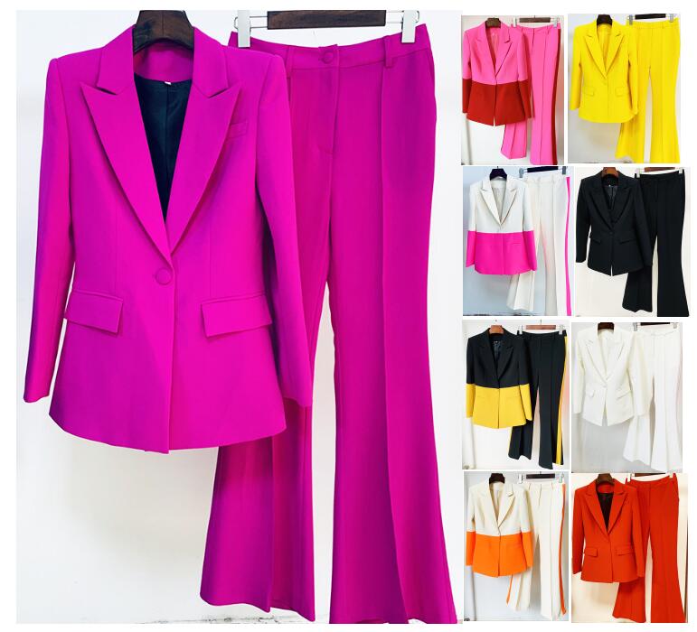 

Womens Suits & Blazers Sets Spring Autumn Winter Two Pcs of Two-Tones Casual Slim Woman Jackets Fashion Lady Office Suit Pockets Business Notched Coat 9 Colors S-XXL-1, Silical gel