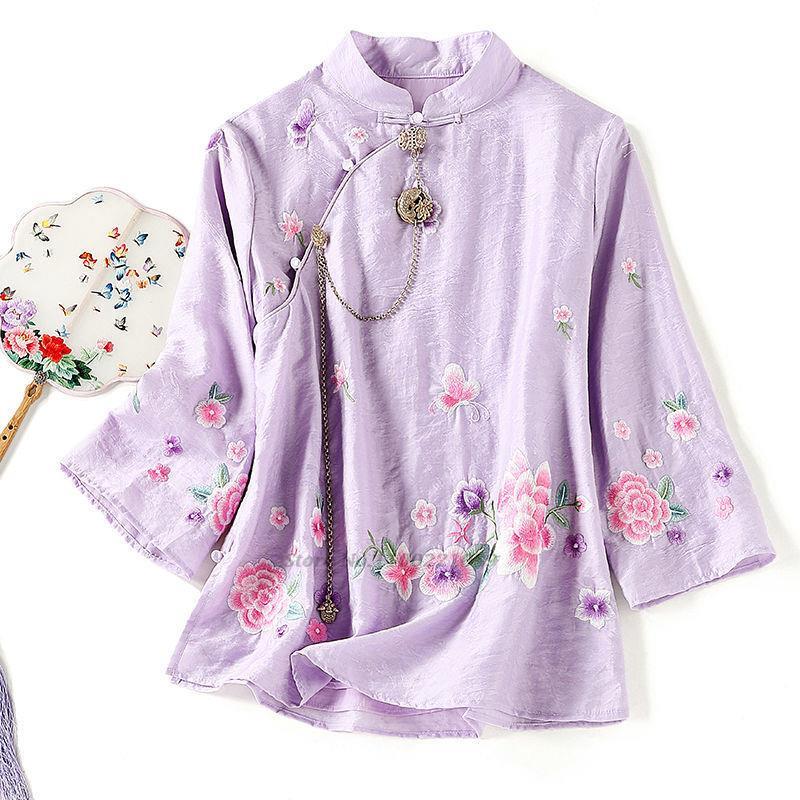 

Ethnic Clothing Women Hanfu Chinese Style Tang Suit Qipao Shirt Traditional Blouse Harajuku ShirtsEthnic