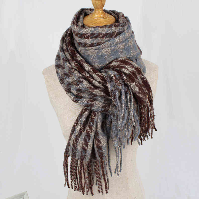 

Winter scarf women autumn high-quality cashmere long thick Large size houndstooth warm Shawls scarves for Women/Girl T220727
