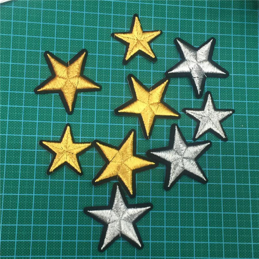 

48pcs/lot Gold and silver Star Embroidered Badges Patches Star Patches For Clothing Sticker Clothing Sticker209G