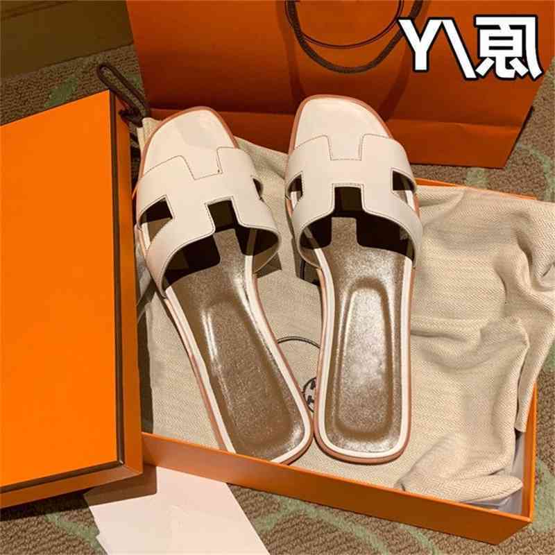 

Trendy Women Summer Slippers Hemes Version h Family Women's High 2022 Wear Slippers Summer Flat Bottom Sandals Women's Leisure, Sheepskin red
