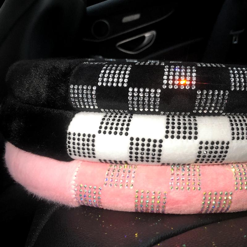 

Steering Wheel Covers Rhinestone Stripes Cover Sparking Bling Decoration Auto Cute Car Accessories For Woman GirlSteering