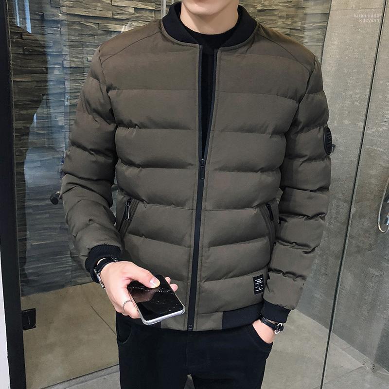 

Men's Down & Parkas Winter Cotton Coat Solid Color Jacket Casual Stand-up Collar Pocket Warm Ant Wrinkle Fabric Kare22, Black
