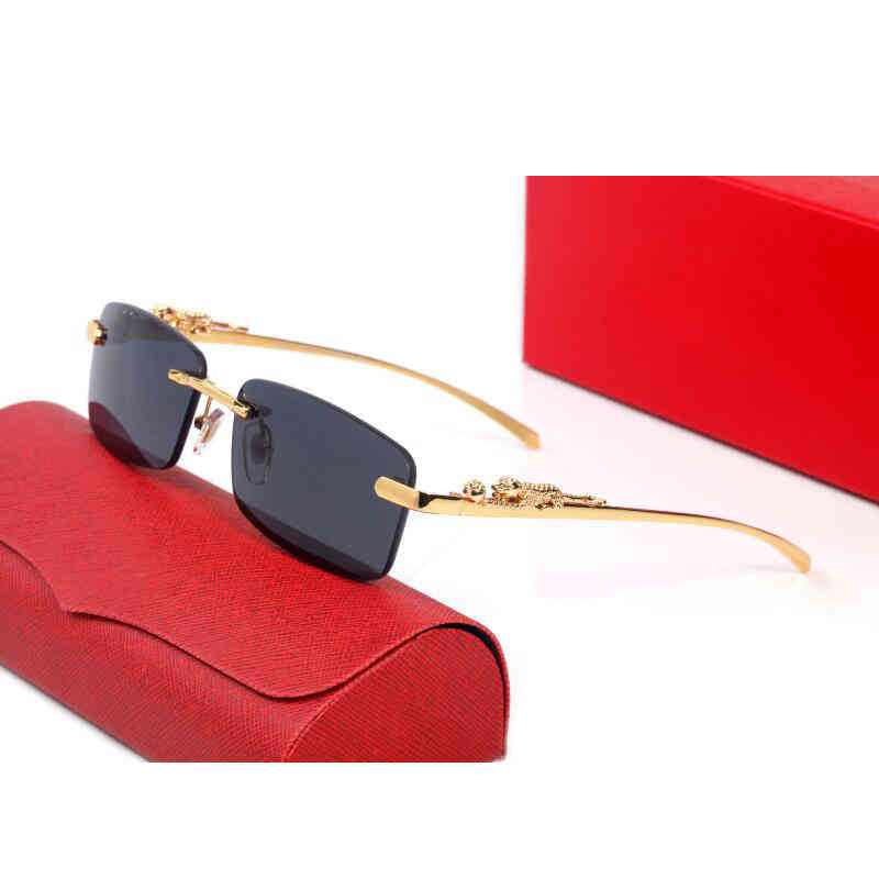 

stereo Little Leopard sunglasses for women designer fashion rimless sunglasses for men slice lens for women glasses size